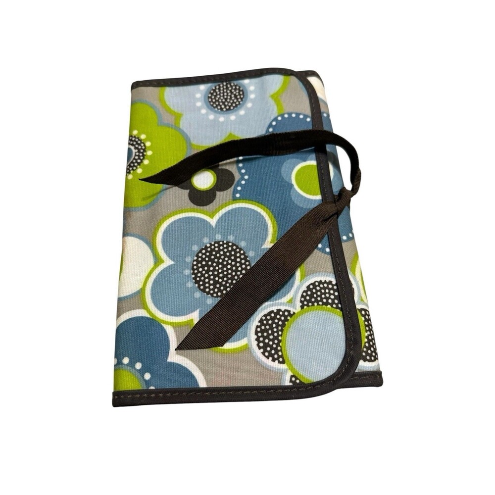 Thirty-One Fold & Go Organizer Floral Notepad Portfolio Blue Green Brown